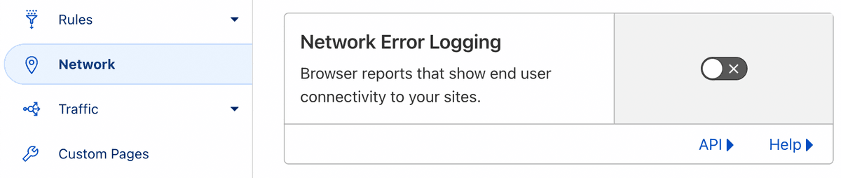 Network Error Logging configuration option