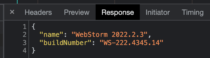 Response from WebStorm